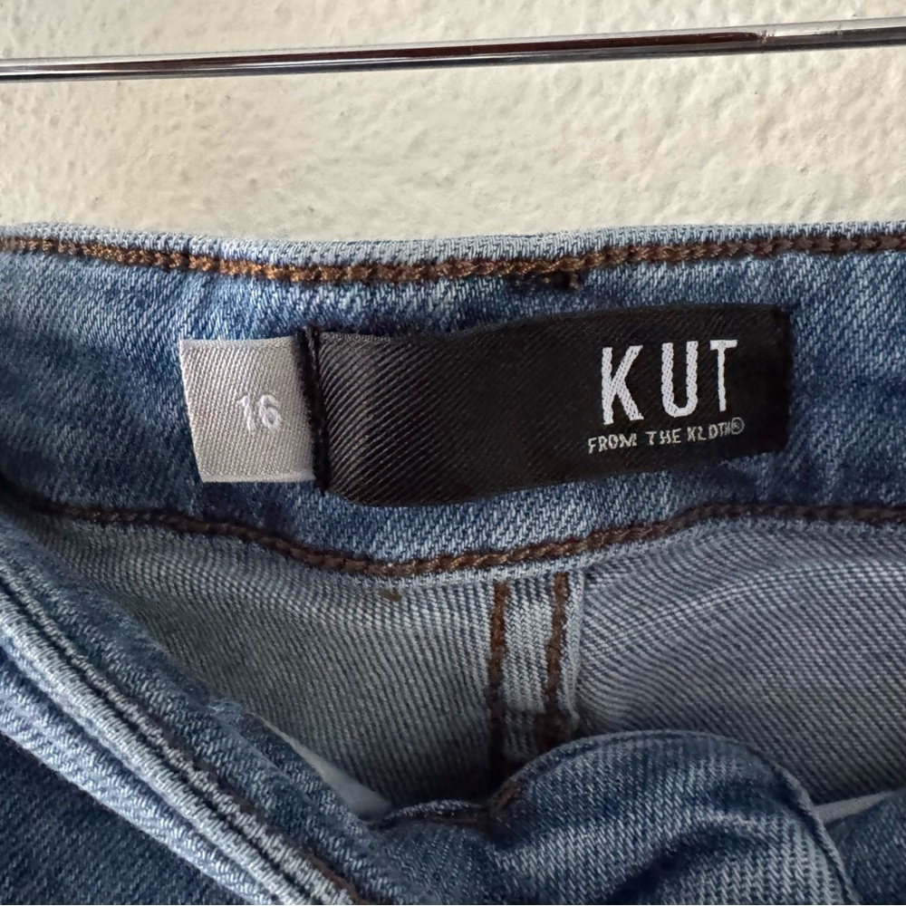 KUT from the Kloth Rachael Mom Jeans Raw Hem Retro Size 16 High Rise Button Fly - Picture 5 of 15
